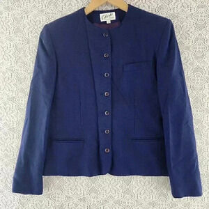 Vintage Celeste Sports Wool Made In U.S.A Navy Blue Button Blazer Women's 10